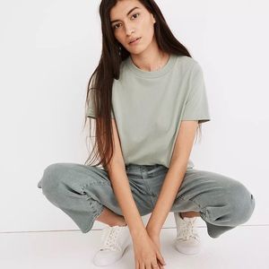 Madewell Supima Cotton Essential Tee T shirt in Blue and Green Sz Medium